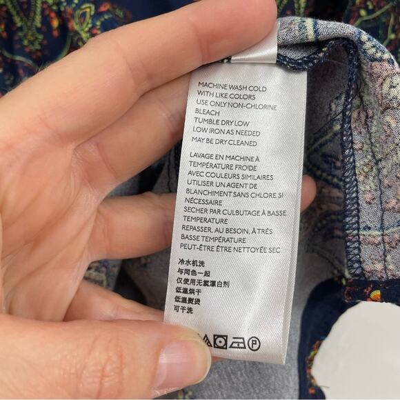 Free People Blue & Green Floral Paisley Balloon Sleeve Tunic Mini Dress XS - Picture 7 of 11